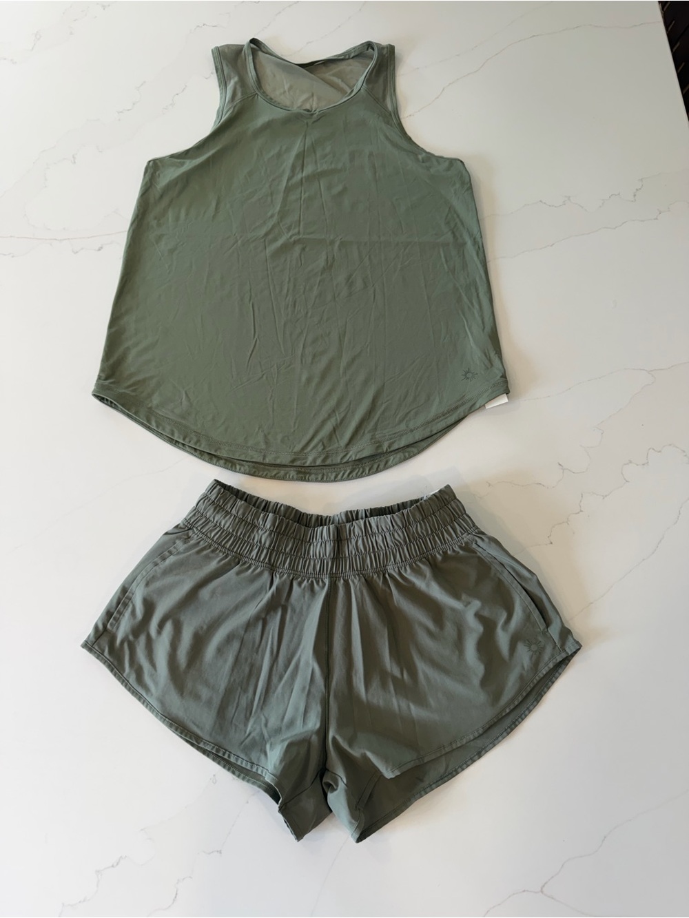 aerie Olive Green Women's Athletic Shorts and Tank set